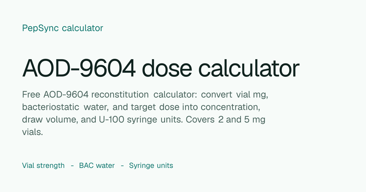 AOD-9604 Dosage Calculator | Reconstitution, BAC Water & Units
