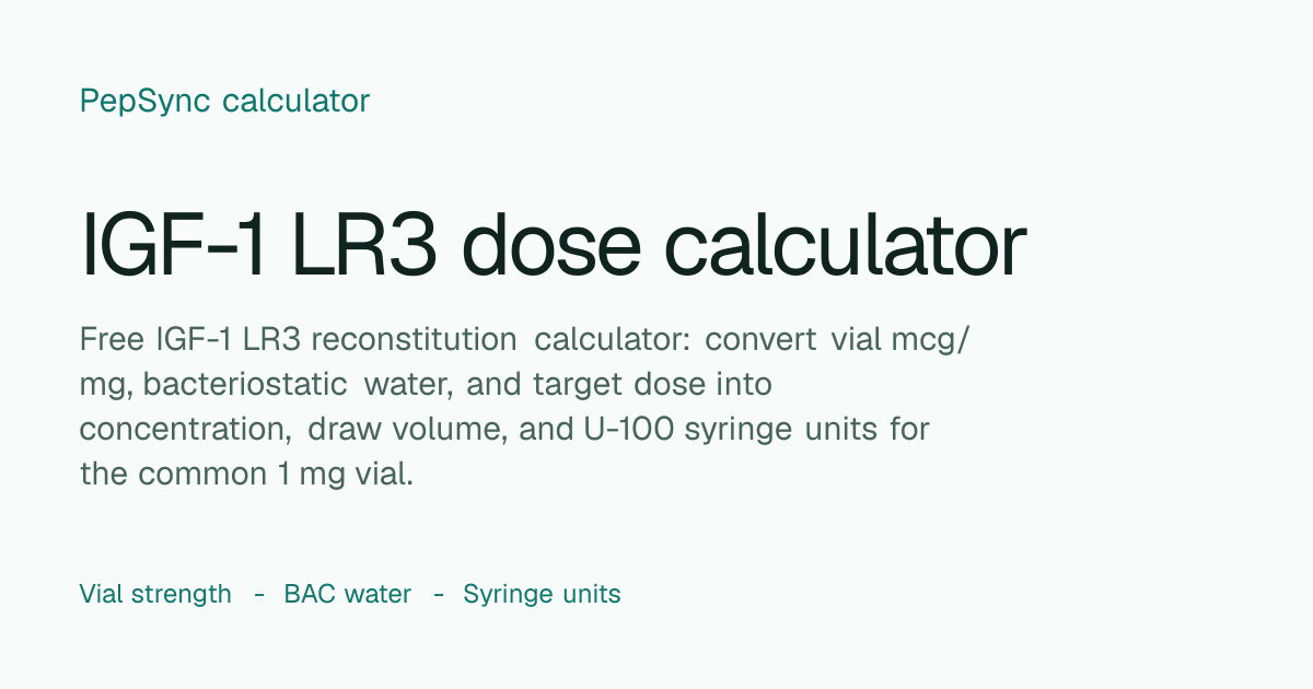 IGF-1 LR3 Reconstitution & Dose Calculator