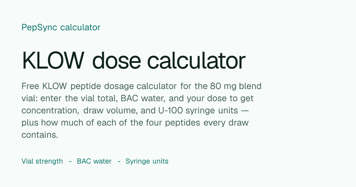 KLOW Peptide Dosage Calculator | KLOW Blend Reconstitution & Units