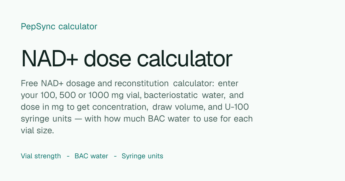 NAD+ Dosage Calculator | NAD Reconstitution, BAC Water & Units